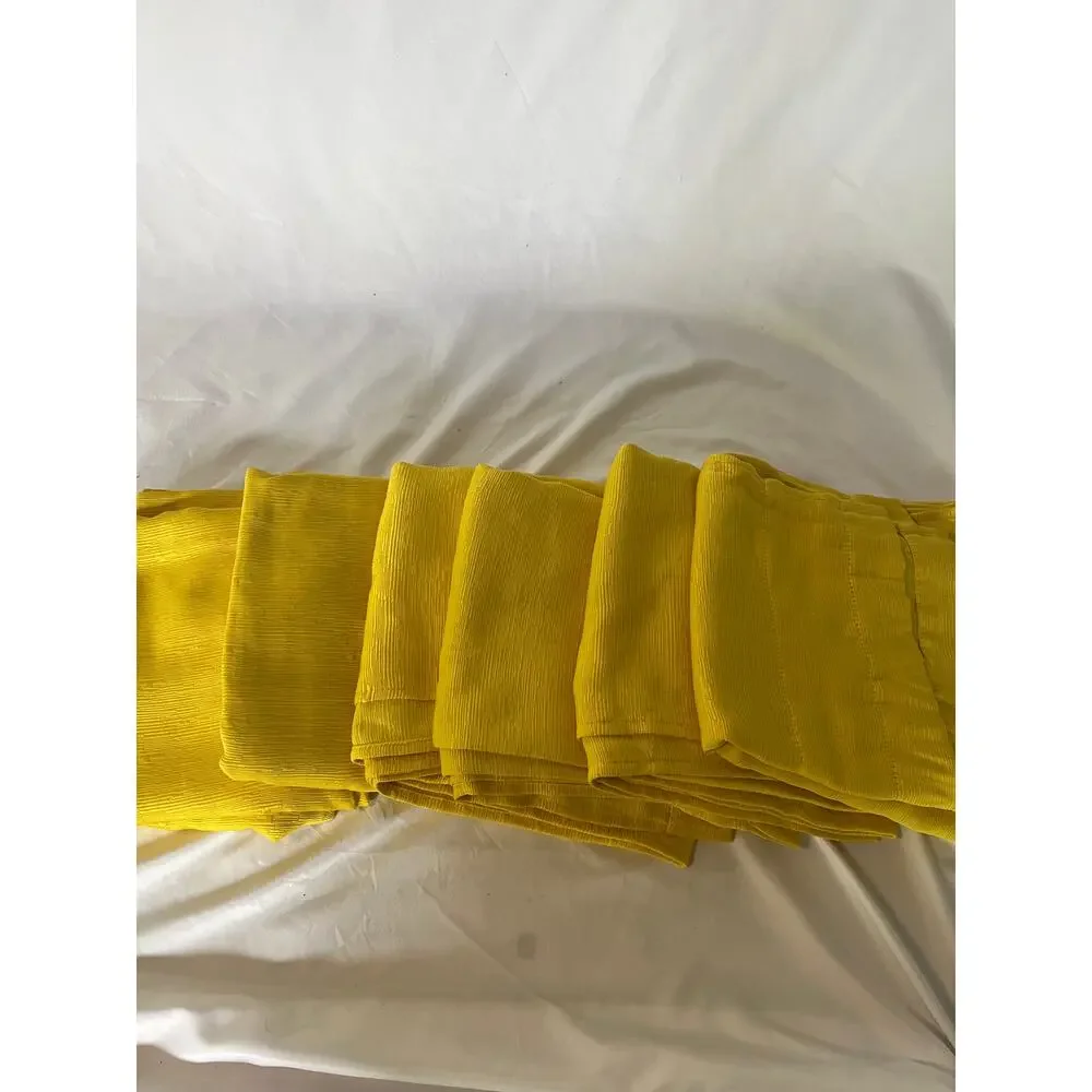 Set of 6 Mustard Yellow Ribbed Curtain Panels 55% Poly 45% Cotton 83 Inches
